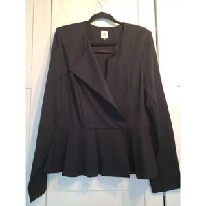 Cabi | Agency Asymmetrical Peplum Blazer | Black | Size 14